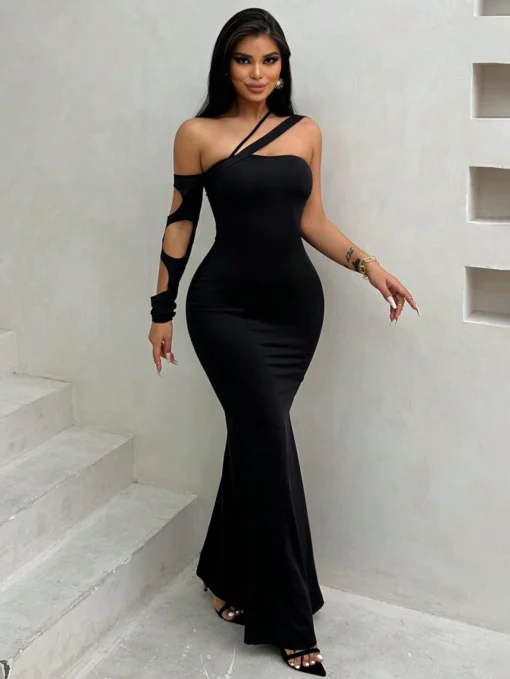 SHEIN VaVaBold Women's Asymmetric Neckline Mermaid Dress - Image 3
