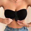 SHEIN Women's Black Wireless Bra With Front Closure, Sexy One-Piece