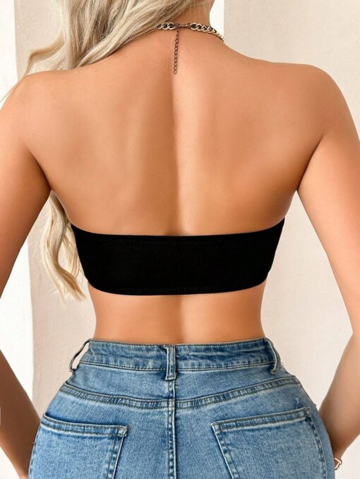 SHEIN Women's Black Wireless Bra With Front Closure, Sexy One-Piece - Image 2
