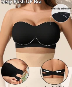 SHEIN Women's Strapless Tube Bra Push Up Bandeau Bra Seamless Wireless