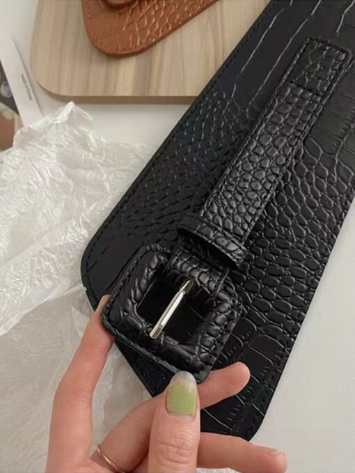 SHEIN 1pc Women's Fashion Crocodile Textured Wide Elastic Waist Belt - Image 2
