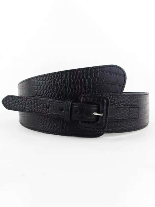 SHEIN 1pc Women's Fashion Crocodile Textured Wide Elastic Waist Belt - Image 3