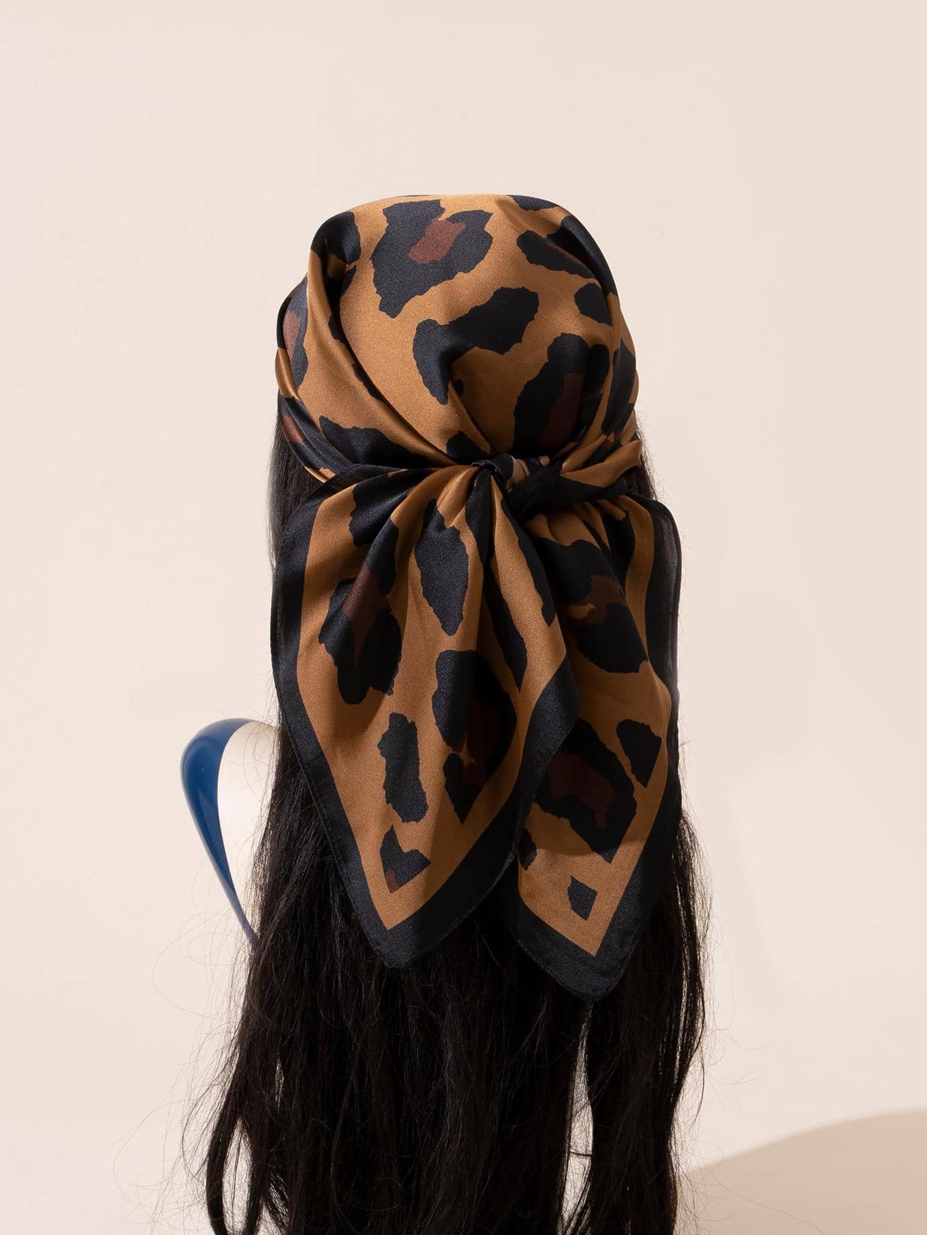 SHEIN 1pc Leopard Print Square Scarf, Headband, Hair Accessory