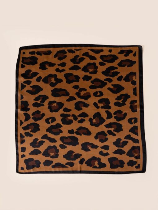 SHEIN 1pc Leopard Print Square Scarf, Headband, Hair Accessory - Image 3