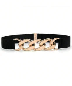 shein 1pc Women's Black Elastic Waist Chain Belt