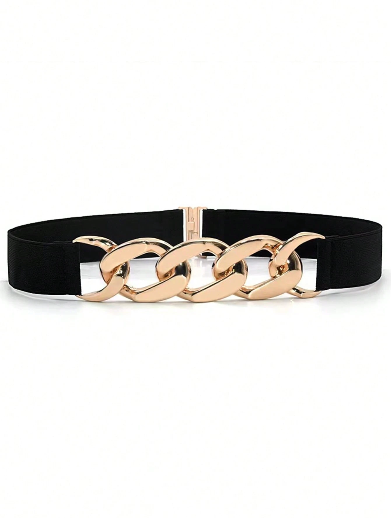 shein 1pc Women's Black Elastic Waist Chain Belt
