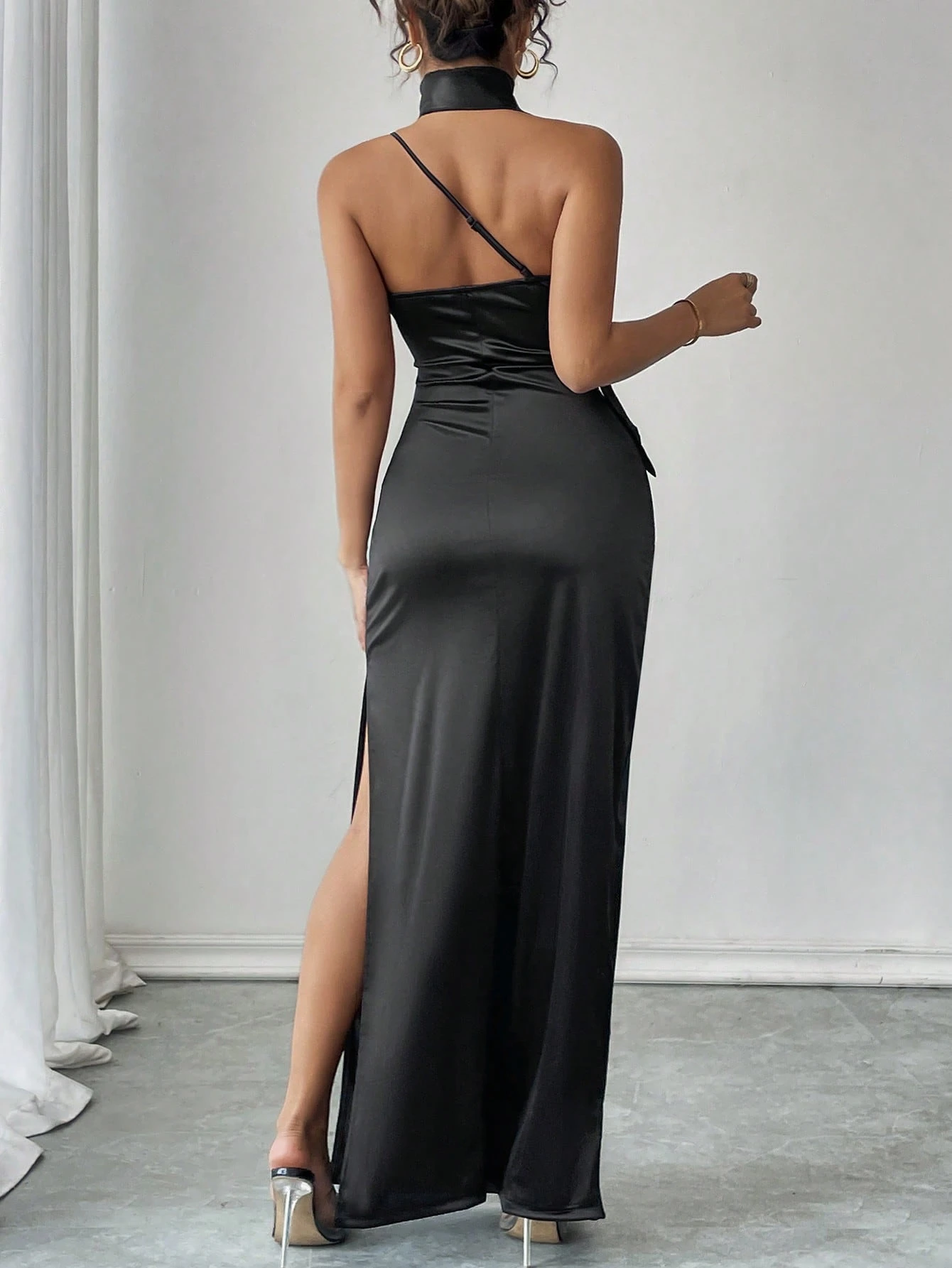 SHEIN Allurite Women's Solid Color Sleeveless Side Split Hem Elegant Dress - Image 2