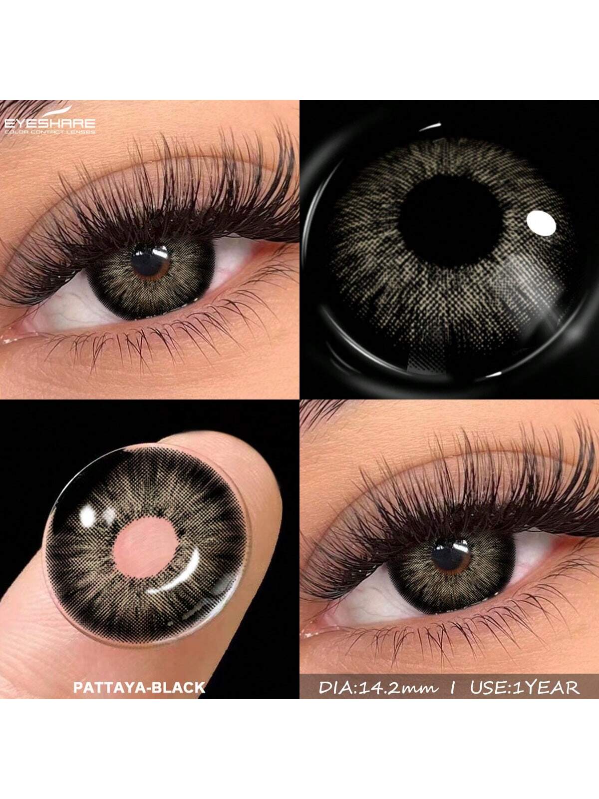 SHEIN EYESHARE 1 Pair Colored Contact Lenses For Eyes Natural Look Black Lenses - Image 3