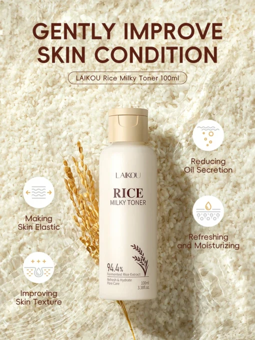 SHEIN LAIKOU 1 Pc Moisturizing LAIKOU Rice Milky Toner 100ml,Minimize Pores Hydrating Toner - Image 3
