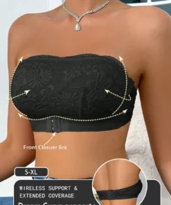SHEIN Lace Patchwork Front Closure Wireless Bra