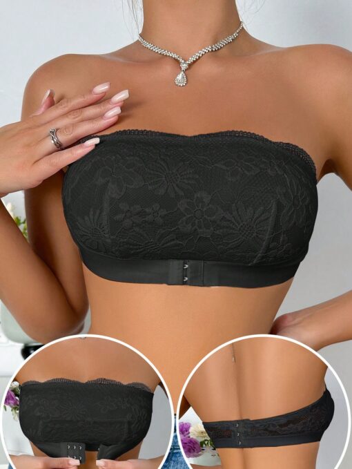 SHEIN Lace Patchwork Front Closure Wireless Bra - Image 2