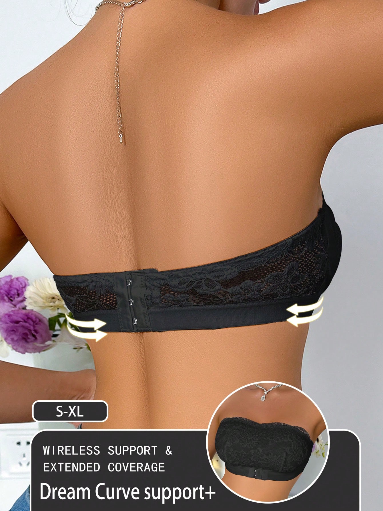 SHEIN Lace Patchwork Front Closure Wireless Bra - Image 3