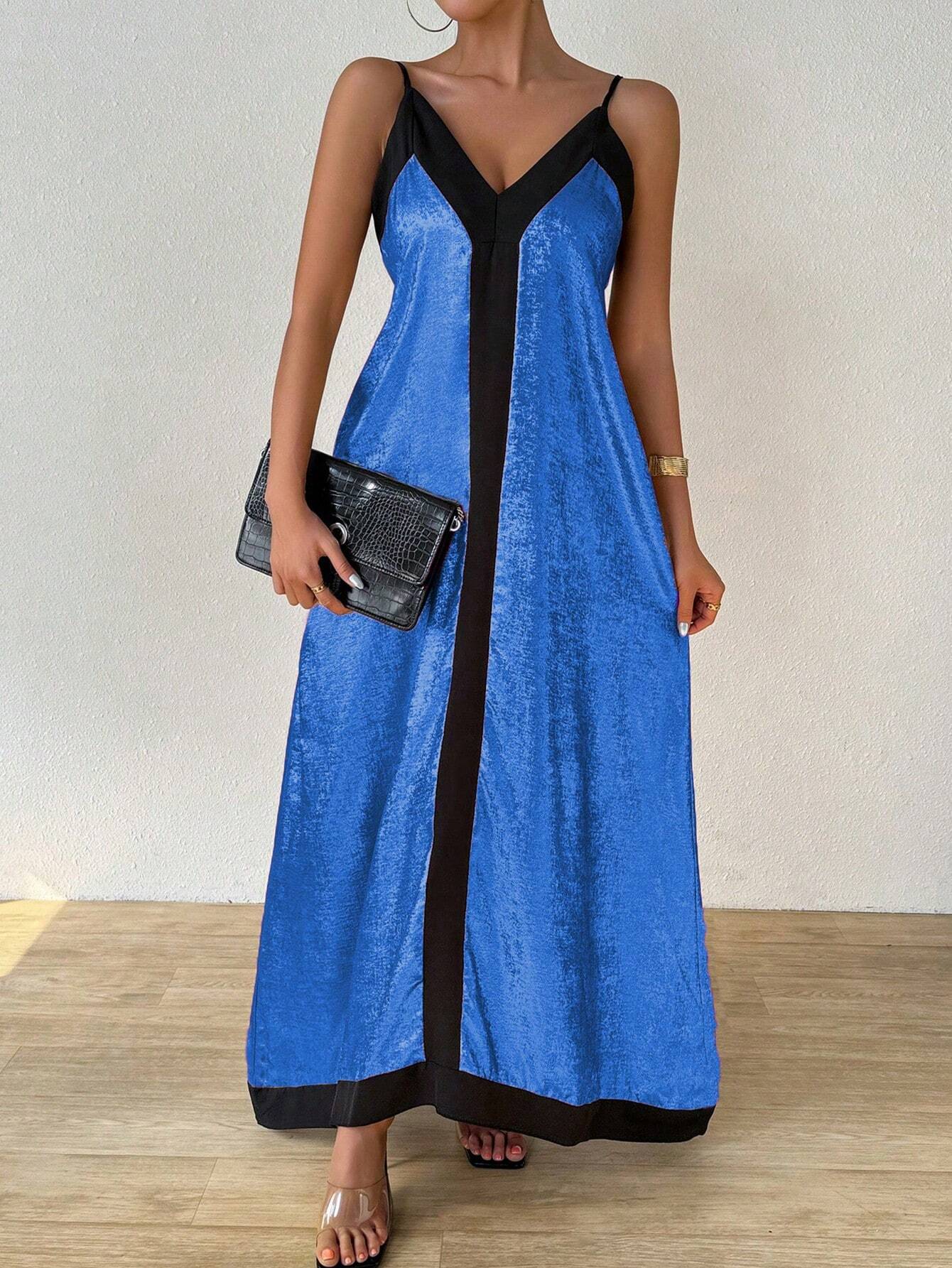 SHEIN Rafferiza Women's Colorblock Simple Daily Strappy Dress - Image 3