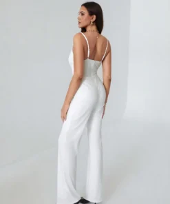 Alternative view of SHEIN Roylia Woman's Slim-Fit V-Neck Sleeveless Front Opening Flare Jumpsuit