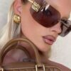 SHEIN 1PC Fashionable Women's Retro Frameless Big Eye Lenses