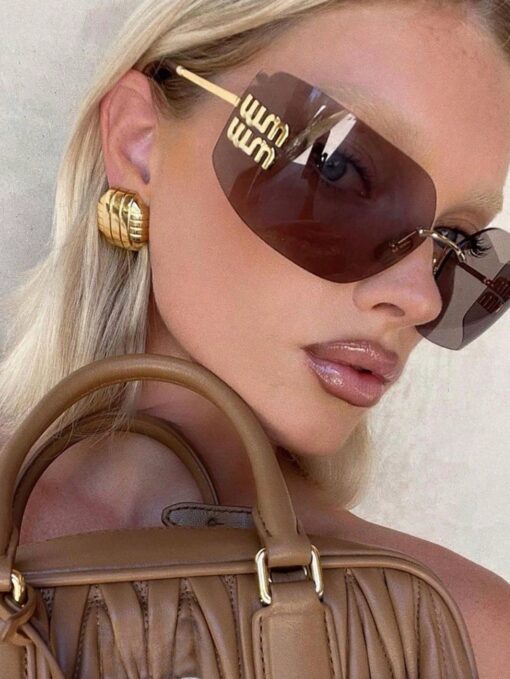 SHEIN 1PC Fashionable Women's Retro Frameless Big Eye Lenses