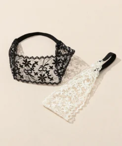 SHEIN 2pcs Floral Lace Hair Band,Lace Headbands