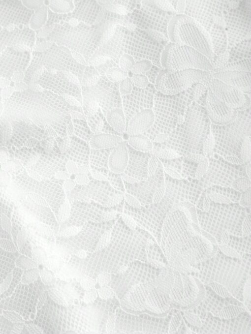 SHEIN MOD White Asymmetric Strap Front Fungus Lace Patchwork Dress - Image 3