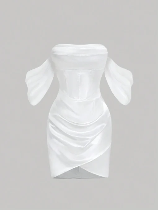 SHEIN MOD Romantic Organza Sleeves One Shoulder