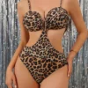 SHEIN Swim Summer Women's Casual Sexy Chic One-Piece Leopard Print Swimsuit