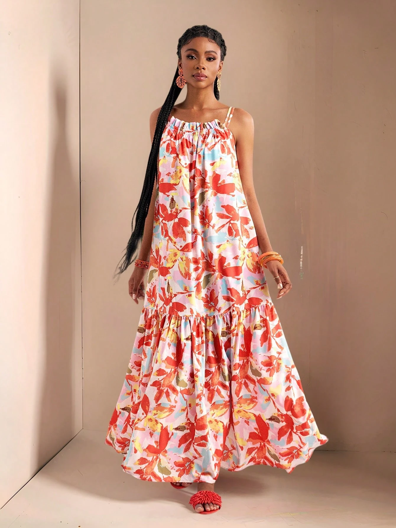 SHEIN Slaydiva Beach New Spring And Summer Colorful Holiday Suspender Neck