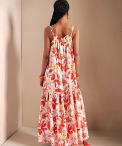 Alternative view of SHEIN Slaydiva Beach New Spring And Summer Colorful Holiday Suspender Neck Pleated