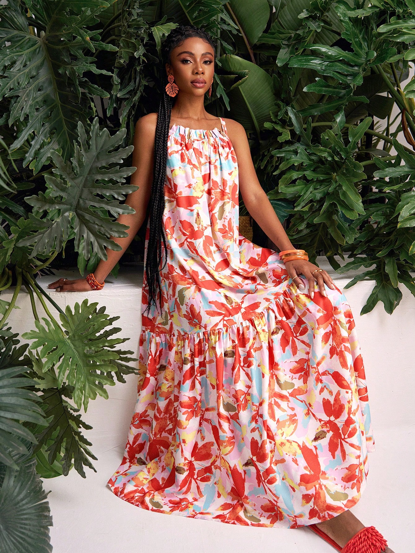 SHEIN Slaydiva Beach New Spring And Summer Colorful Holiday Suspender Neck Pleated - Image 3