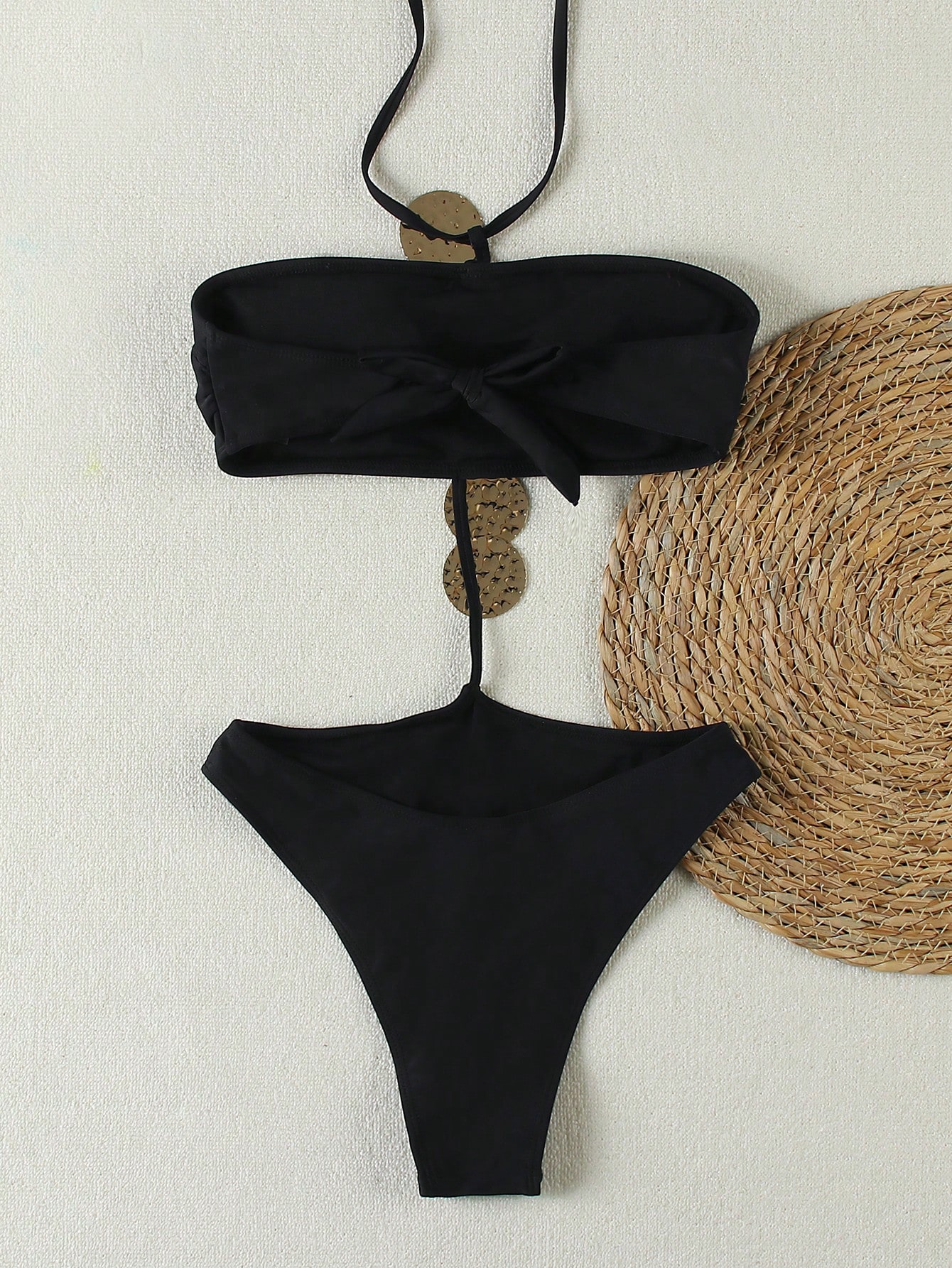 SHEIN Women's Sexy Metal Decor Hollow Out Halter Monokini Swimsuit - Image 3