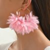 SHEIN 1pair 3d Geometric Fabric Flower Earrings For Women