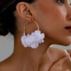 SHEIN 1pair Fashionable And Charming Floral Ear Hoops