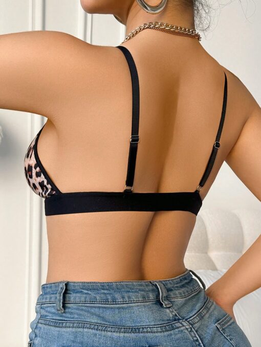 SHEIN 1pc Leopard Print Wireless Triangle Bra - Image 2