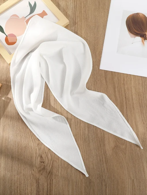 SHEIN 1pc Pure White Triangle Scarf Boho - Image 2