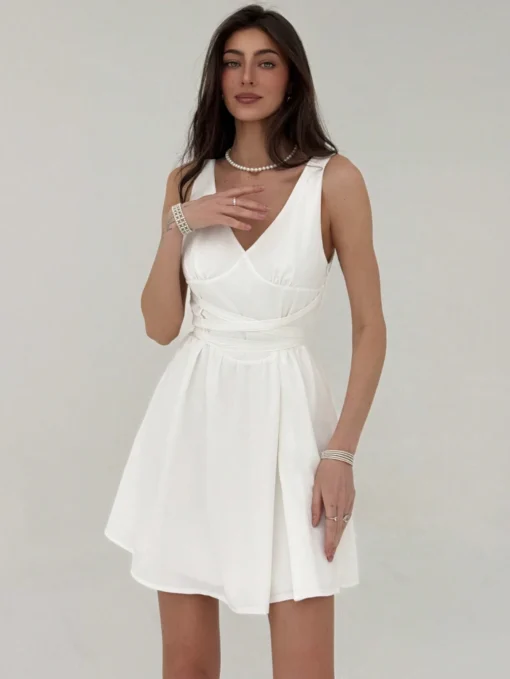 SHEIN Aloruh Elegant Minimalist Solid Color Sexy Deep V-Neck Sleeveless - Image 3