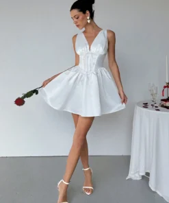 SHEIN Aloruh Women's Elegant Deep V-Neck Wedding Party Sexy