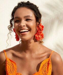 SHEIN Handmade Fashion Resort Inspired Large Flower Earrings