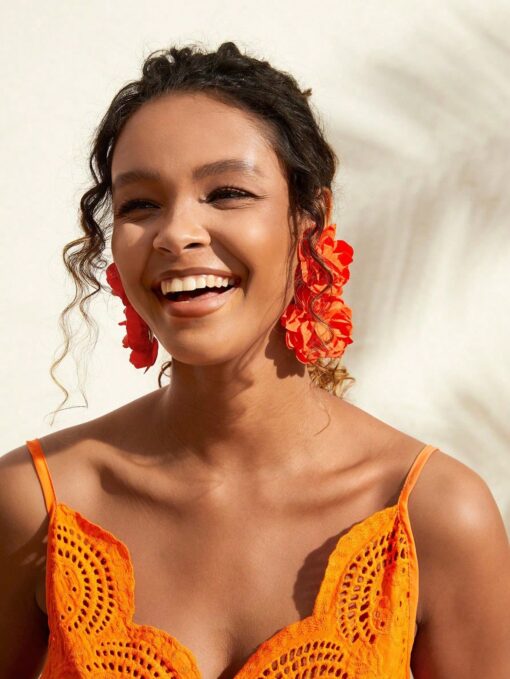 SHEIN Handmade Fashion Resort Inspired Large Flower Earrings