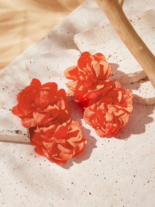 SHEIN Handmade Fashion Resort Inspired Large Flower Earrings - Image 2