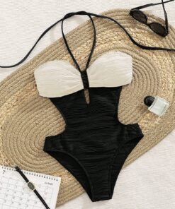 SHEIN Ladies' New European And American Style One-Piece Sexy Backless Halter Swimsuit