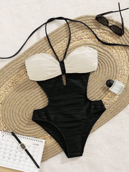SHEIN Ladies' New European And American Style One-Piece Sexy Backless Halter Swimsuit