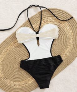 SHEIN Ladies' New European And American Style One-Piece Sexy Backless Halter Swimsuit