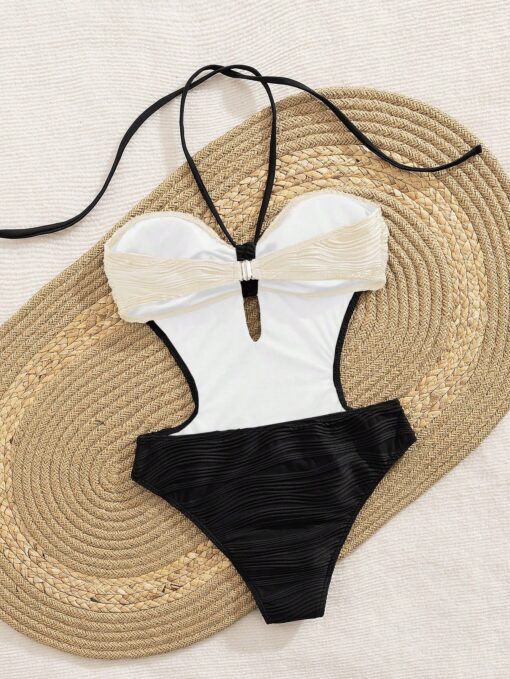 SHEIN Ladies' New European And American Style One-Piece Sexy Backless Halter Swimsuit