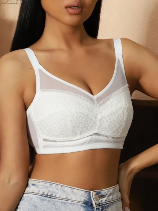Plus Size Lace Lingerie Set Women Sexy Mesh Bra