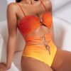 SHEIN Swim Women’s Summer Beach Slim-Fit Cutout Ruched Ombre One-Piece