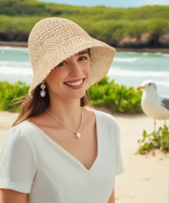 SHEIN Women's Foldable Straw Bucket Hat Beach Sun Hat