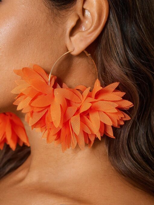 SHEIN SXY Women's Exaggerated 3D Flower Decor Earrings