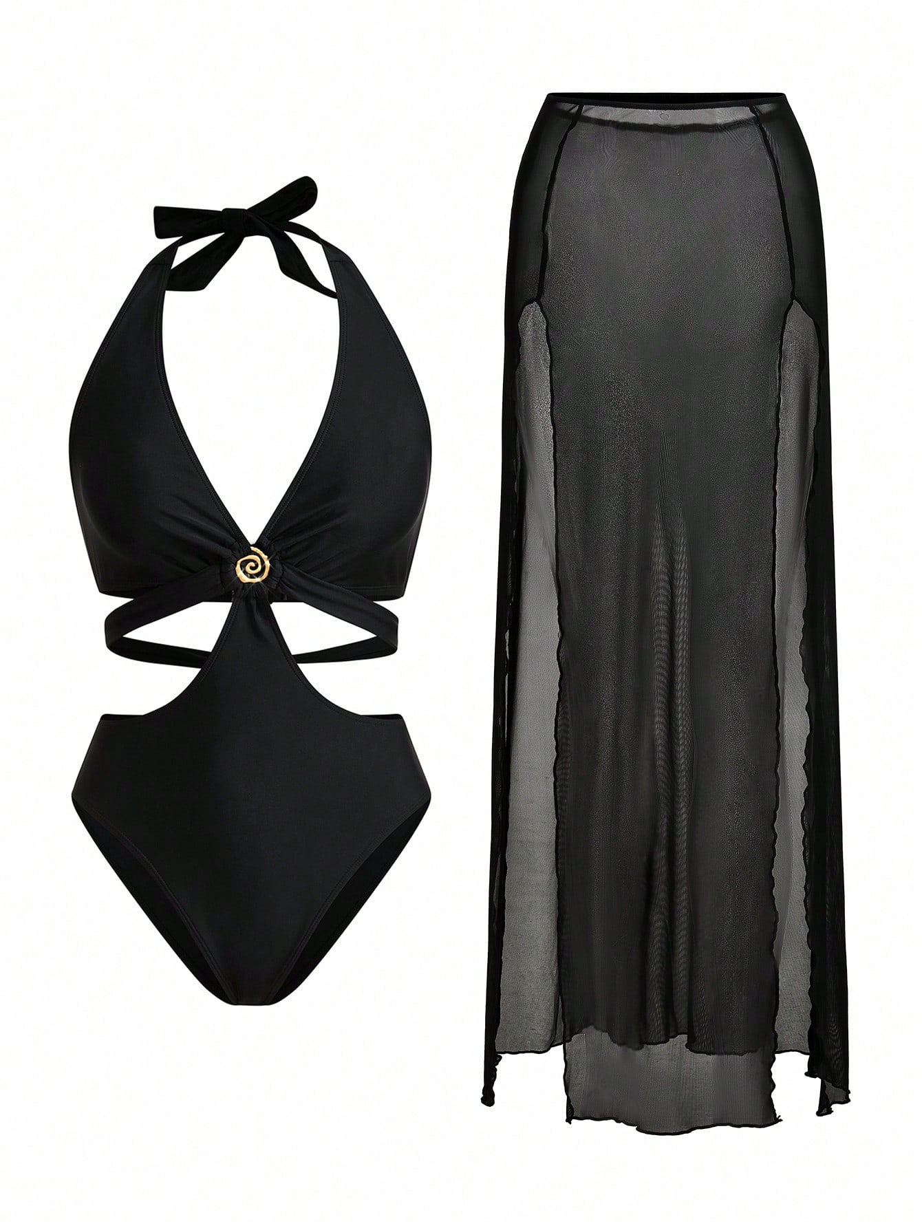 SHEIN Swim 1pc Sexy Black Mesh One-Piece Swimsuit - Image 3