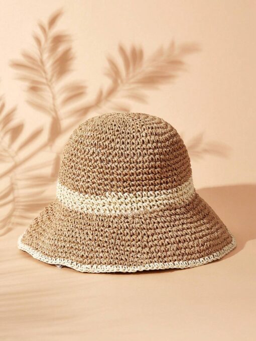 SHEIN VCAY Women's Basics, Sporty Chic Woven Straw Hat - Image 3