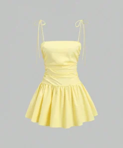 SHEIN Sweetra Women's New Style Minimalist Sexy Bow Tied Ruffle A-Line