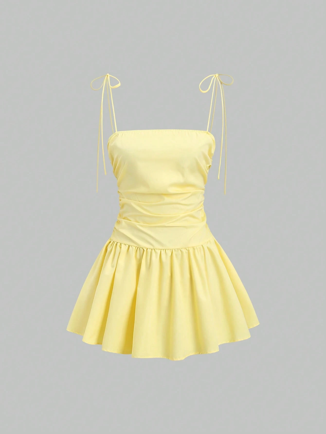 SHEIN Sweetra Women's New Style Minimalist Sexy Bow Tied Ruffle A-Line