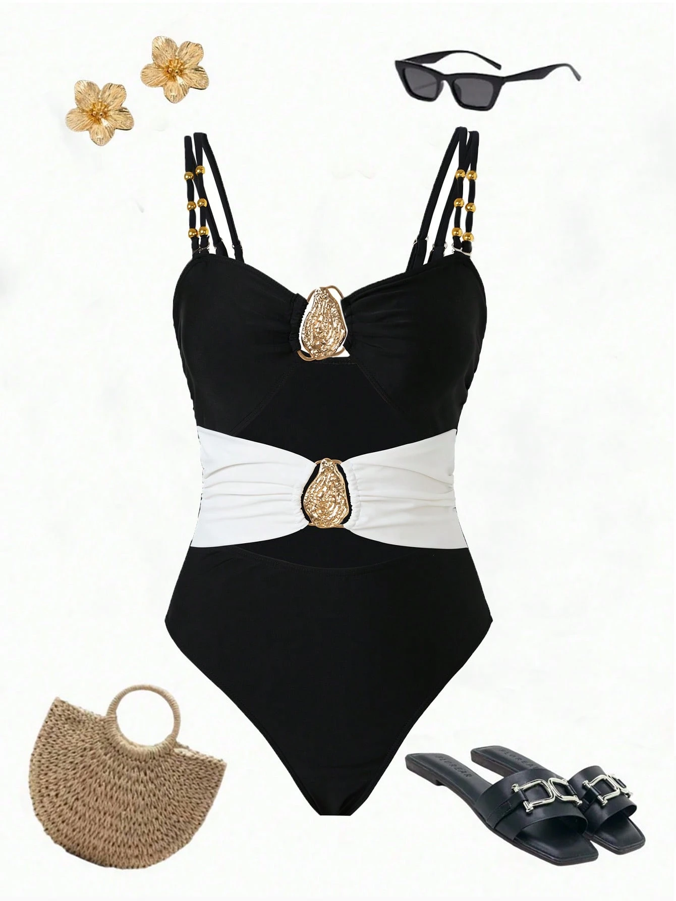 SHEIN Swim Chiccia 1pc Contrast Color Sexy One-Piece Swimsuit - Image 2